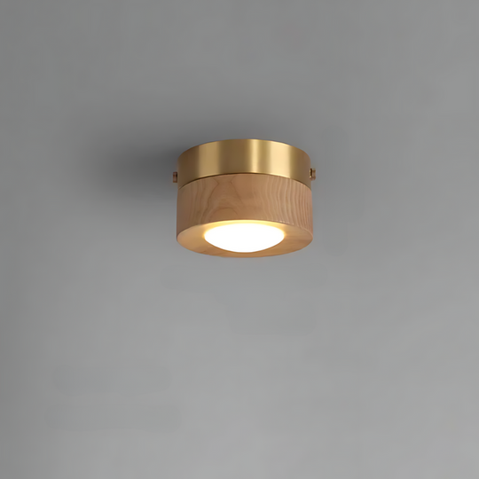 WoodAura | Walnuss-Deckenlampe mit LED-Strahler Naturholz Gold Decorique.de