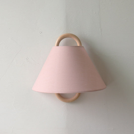WoodCove | Halbkreis Wandleuchte aus Massivholz & Stoff Light Pink - Flat Hardwired 230V Decorique.de