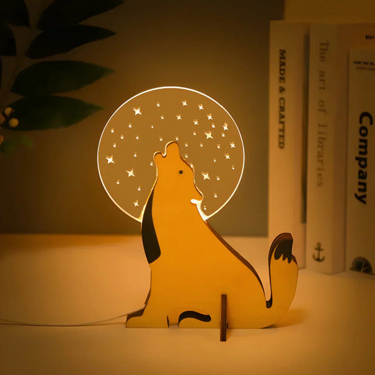 LumiZoo | Kinderlampe – Holz & Acryl Tier Nachtlicht mit USB