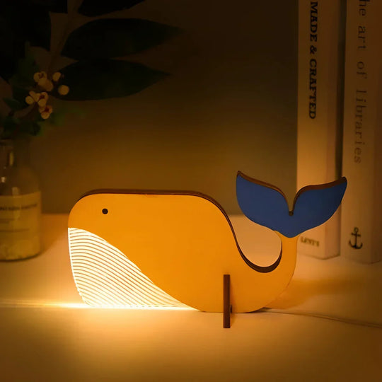 LumiZoo | Kinderlampe – Holz & Acryl Tier Nachtlicht mit USB