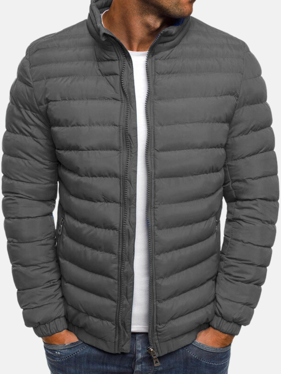 XandroStyle | Herren Steppjacke Elegant und Tailliert für Herbst Grau Decorique.de