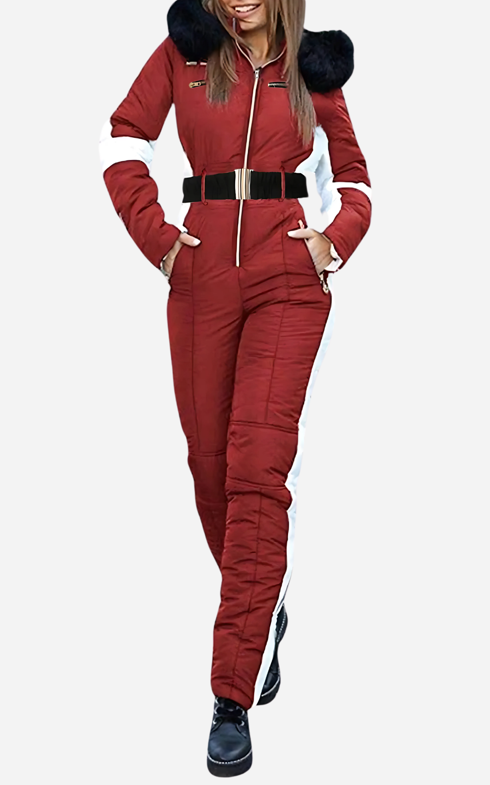 Ylvira | Damen Ski Overall – Eleganz & Wärme Rot Decorique.de