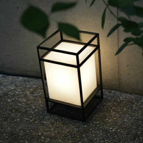 YumiGlow | Japanische Tatami Rechteckige Eisen Stoff 1-Licht Stehlampe Decorique.de