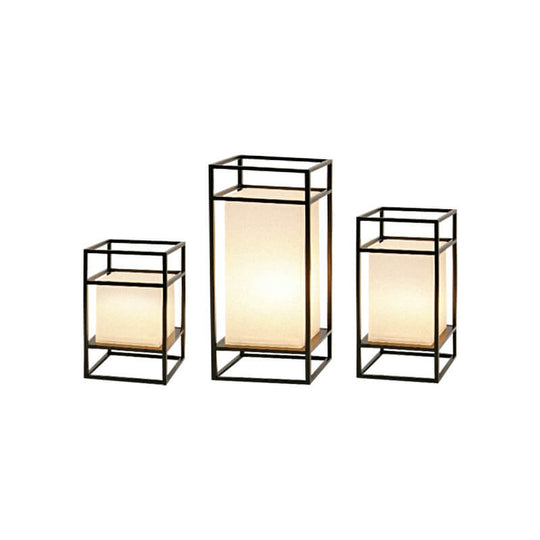 YumiGlow | Japanische Tatami Rechteckige Eisen Stoff 1-Licht Stehlampe Decorique.de
