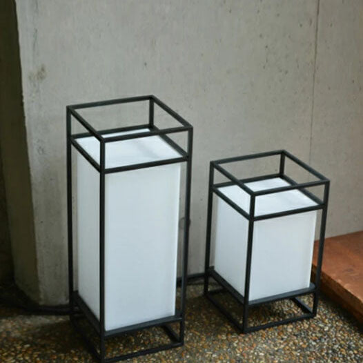 YumiGlow | Japanische Tatami Rechteckige Eisen Stoff 1-Licht Stehlampe Decorique.de