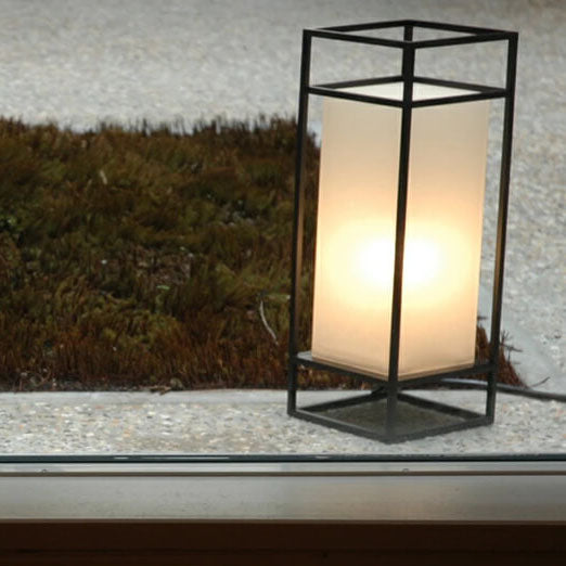 YumiGlow | Japanische Tatami Rechteckige Eisen Stoff 1-Licht Stehlampe Decorique.de