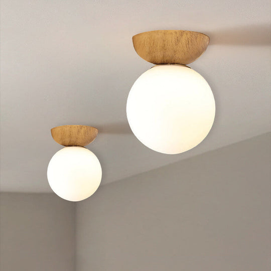 YunaGlow | Stilvolle Holz & Glas Deckenleuchte Semi-Flush Mount Lampe Holzfarbe Decorique.de