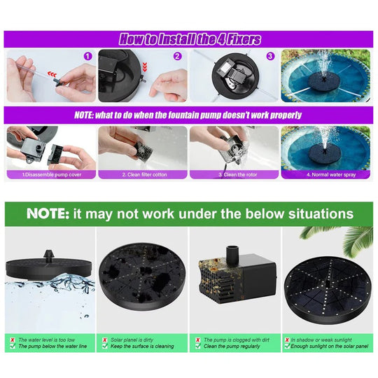 ZenSplash | Solarbrunnen mit 60 LED-Lichtern Decorique.de