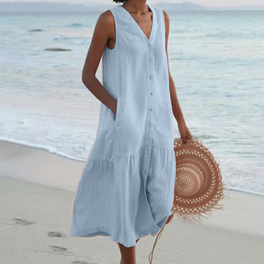 Zoe | Damen Sommer Strandkleid | Maxi Blau Decorique.de
