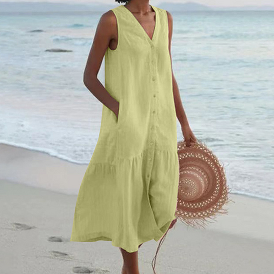 Zoe | Damen Sommer Strandkleid | Maxi Grün Decorique.de