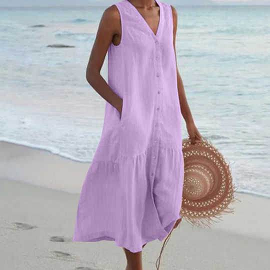 Zoe | Damen Sommer Strandkleid | Maxi Lila Decorique.de